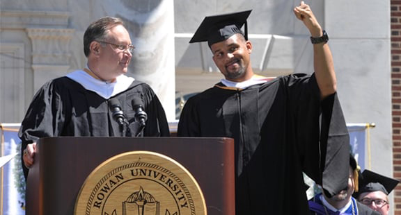 Alumni Shaun T at graduation ceremony