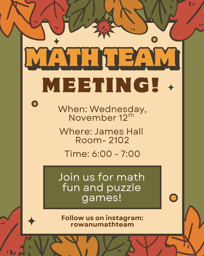 Fall 2025 - Mathematics Student Research Workshop