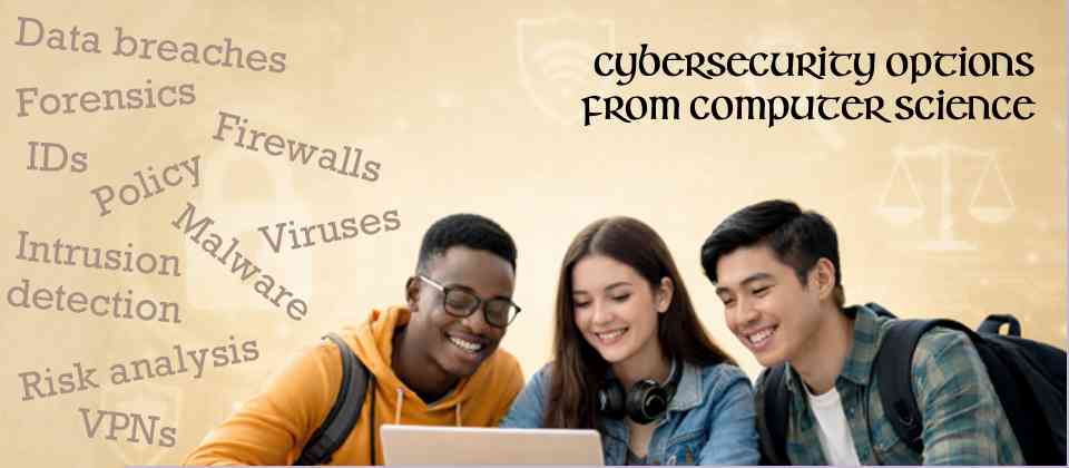 There are many interesting topics in cybersecurity, risk analysis, VPNs, firewalls, malware, viruses, intrusion detection, and more...